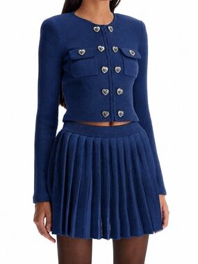 Commense Navy Pleated Knit Skirt